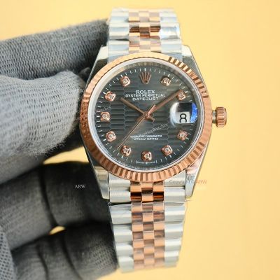 Clean Factory Rolex Datejust 2824 Black Face Watch 36mm 